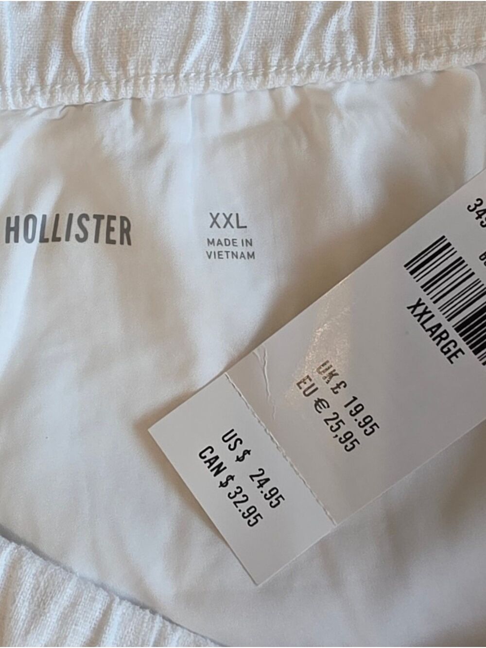 Hollister Linen Blend Side Bow Shorts NWT XXL White Coastal Resort Pockets - Picture 9 of 9